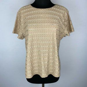 Sag Harbor XL Textured Shine Shimmer Like Accents T-Shirt Short Sleeve